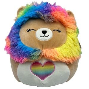 Squishmallows 12" Lianne the Lion Rainbow Mane Heart Plush NEW